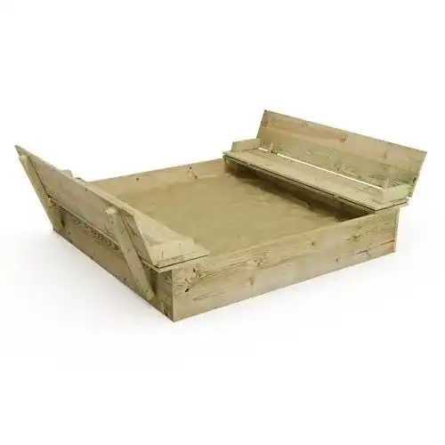 Wickey Sandkasten Holz Flippey 150×165 cm mit Klappdeckel für Kinder