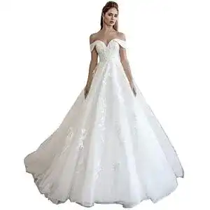 Brautkleid Tianshikeer schulterfreies A-Linien Hochzeitskleid lang