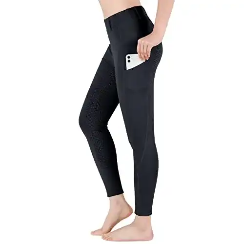 Reithose Damen Beroy Schwarz Reitleggings mit Silikon Vollbesatz