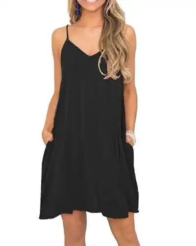 Strandkleid MISFAY Damen Schwarz Spaghetti Trägerkleid Sommer