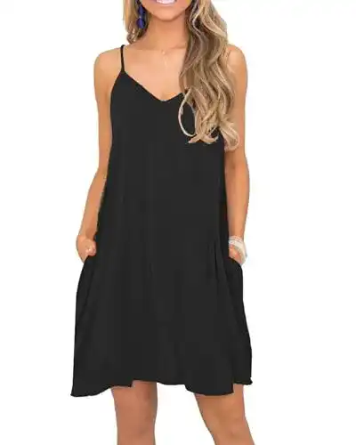 Strandkleid MISFAY Damen Schwarz Spaghetti Trägerkleid Sommer