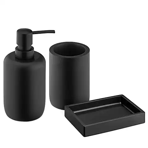 Seifenschale Navaris Badezimmer Set in Schwarz, 3-teiliges Set