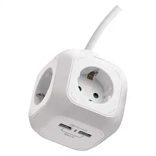 Steckdosenwürfel Emos Cube mit 4 Steckdosen und 2 USB-Ports