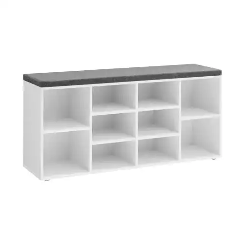 Vasagle Schuhschrank mit Sitzfläche und Stauraum, Schuhbank in Weiß-Grau