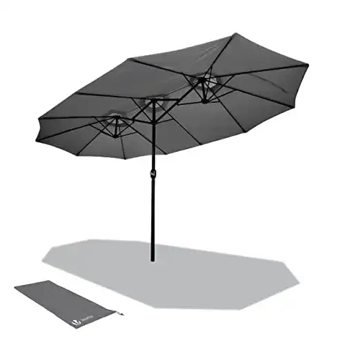 Doppelsonnenschirm Vounot mit Handkurbel und UV-Schutz