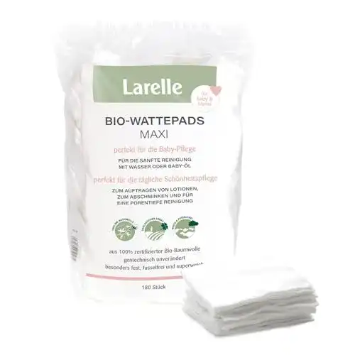 Wattepads Larelle Bio Maxi für Mama und Baby, 180 Stück, GOTS-zertifiziert