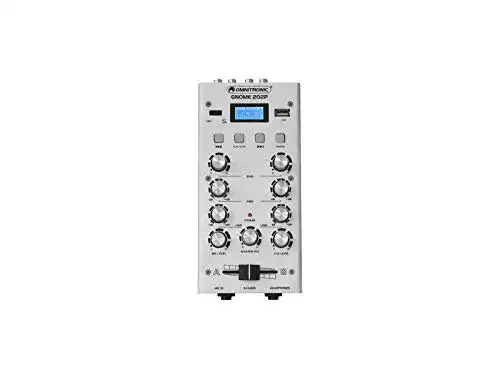 Mini Mischpult Omnitronic Gnome-202P Kompakter 2-Kanal DJ Mixer mit Bluetooth