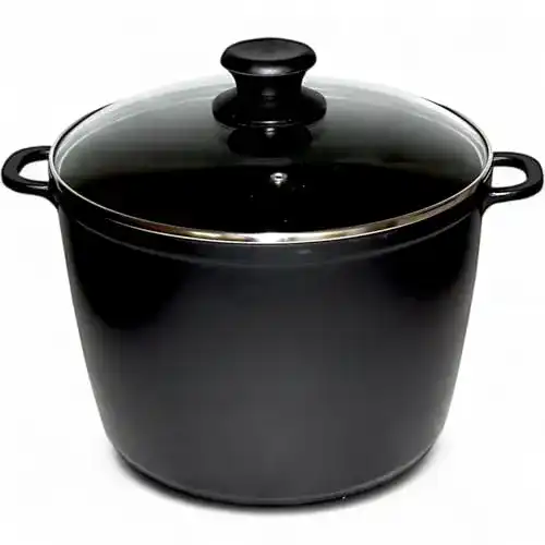 Kochtopf 10 Liter mit Deckel aus Aluminiumlegierung, schwarz
