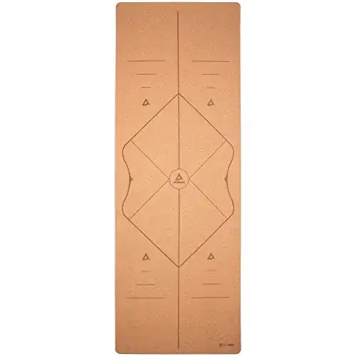 Yogamatte Pro Comfort XL aus Kork mit Alignment-Markierungen und Tragegurt