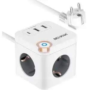 Steckdosenwürfel Beizkna mit USB C und Überspannungsschutz
