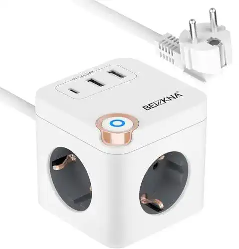 Steckdosenwürfel Beizkna mit USB C und Überspannungsschutz