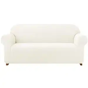 Subrtex karierte Sofahusse für 2-Sitzer in Creme