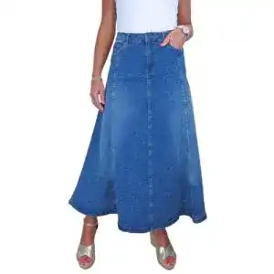 Jeansrock Paulo Due Damen Stretch Denim Maxi in Blau