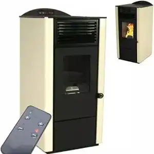 Pelletofen Apex 9,5 kW mit Glastür in Schwarz/Elfenbein