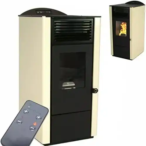 Pelletofen Apex 9,5 kW mit Glastür in Schwarz/Elfenbein
