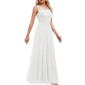 Abendkleid lang DRESSTELLS Damen in Weiß für Hochzeiten