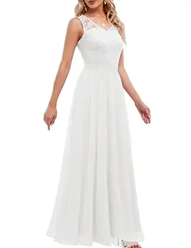 Abendkleid lang DRESSTELLS Damen in Weiß für Hochzeiten
