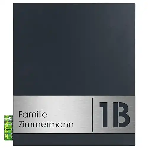 Briefkasten MOCAVI Design Anthrazit mit Zeitungsfach und Gravur