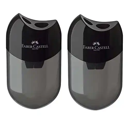 Faber-Castell 183500 Doppelspitzdose in schwarz/transparent mit 2 Spitzer