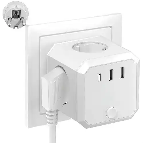 Steckdosenwürfel ohne Kabel – Mehrfachstecker mit USB-C und Schalter