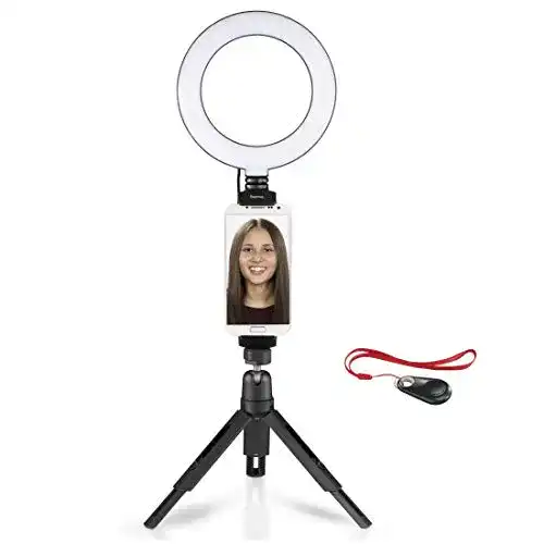 Ringlicht Hama LED mit Stativ und Halterung für Smartphone und Tablet