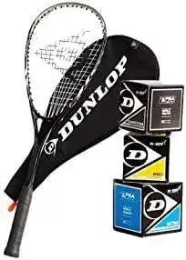 Dunlop Biotec Lite TI Silver Deluxe Squashset mit Schläger und Bällen