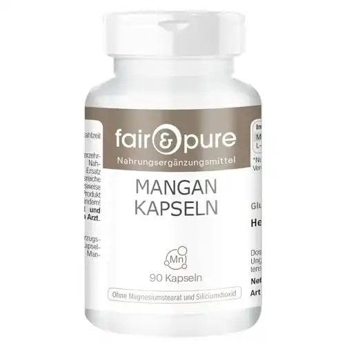 Mangan Fair & Pure Kapseln 90 Stück – 4mg aus Gluconat, vegan