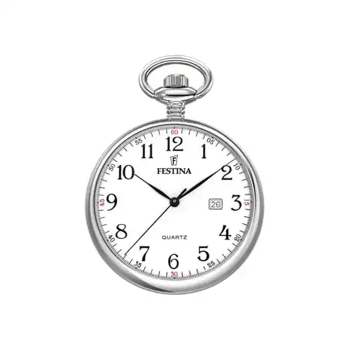 Taschenuhr Festina Herren Edelstahl 316L mit Quarzwerk und Kette