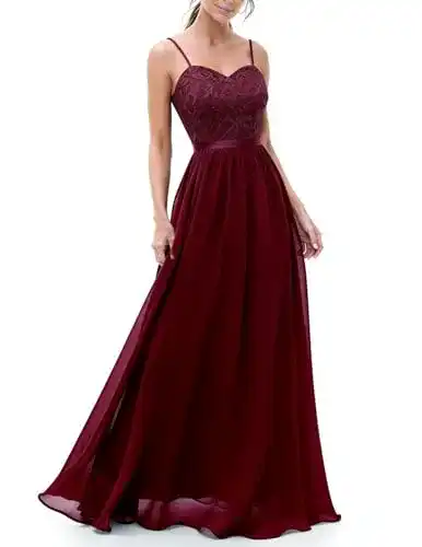 Abendkleid lang für Damen DRESSTELLS Maxi Ballkleid mit Spaghettiträgern