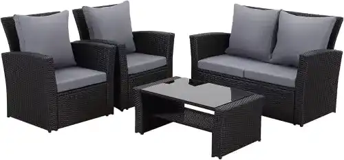 Gartenmöbel MeXo Polyrattan Lounge Set für den Außenbereich