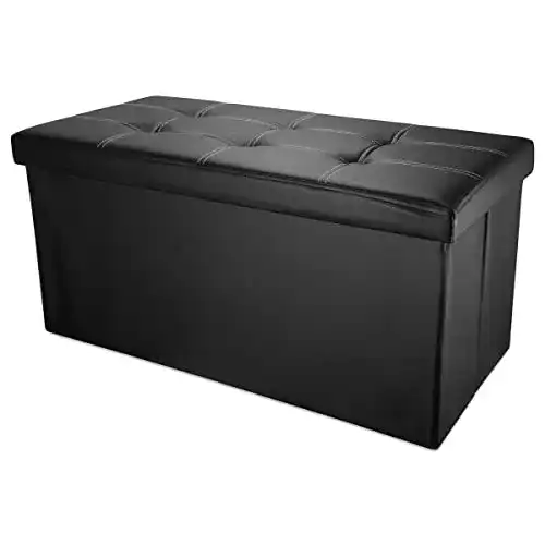 Faltbare Fußbank Intirilife 78x38x38 cm in Lava Schwarz mit Stauraum