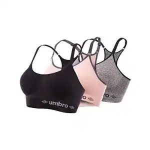 Atmungsaktiver Sport-BH für Damen im 3er Pack in Schwarz, Grau und Rosa