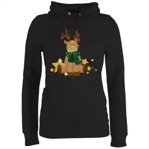 Weihnachtspullover Damen Hoodie mit Elchmotiv