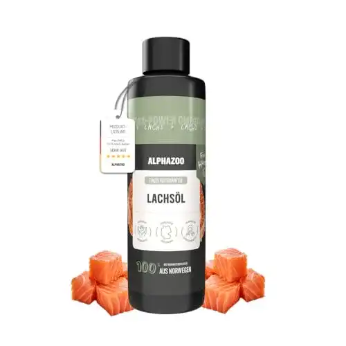 alphazoo Premium Lachsöl für Hunde und Katzen 500 ml, Omega 3 und 6