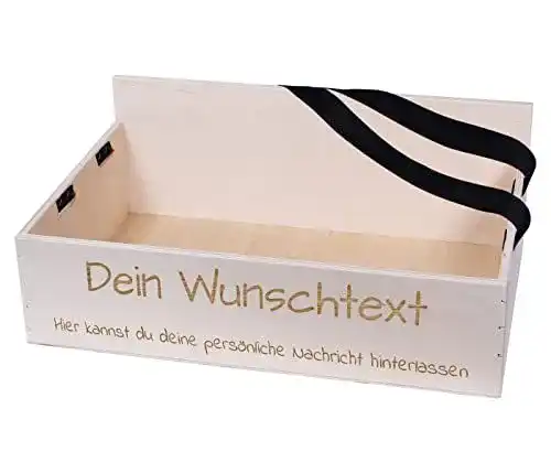 Bauchladen aus Holz mit individueller Beschriftung für JGA und Promotion