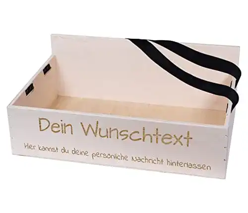 Bauchladen aus Holz mit individueller Beschriftung für JGA und Promotion