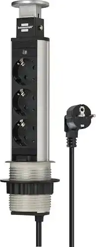 Versenkbare Steckdose Brennenstuhl Tower Power Aluminium Schwarz 3-fach