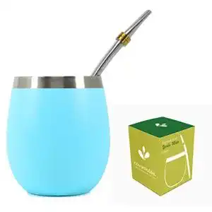 Novomates Yerba Mate Becher aus doppelwandigem Edelstahl, 237 ml
