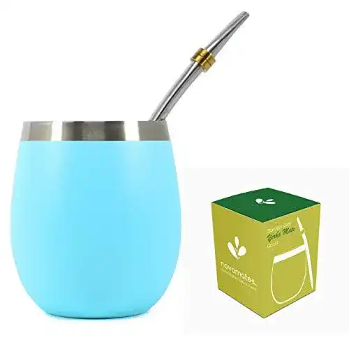 Novomates Yerba Mate Becher aus doppelwandigem Edelstahl, 237 ml