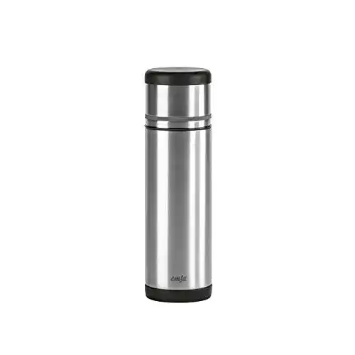 Emsa Isolierflasche 509237 für unterwegs, 500 ml, Schwarz-Anthrazit