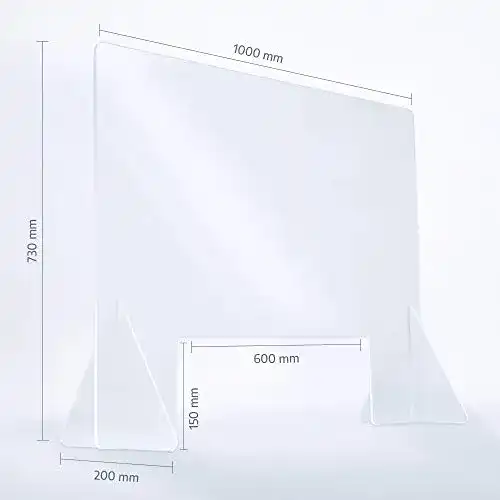 Spuckschutz mit Durchreiche Reflecto Spuckwand in 100 cm oder 73 cm Breite