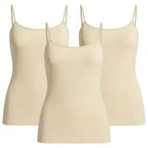 Unterhemd Damen UnsichtBra 3er Pack – Spaghettiträger Tops in Weiß, Schwarz, Beige