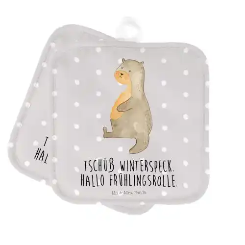 Topflappen Set mit Otter-Motiv von Mr. & Mrs. Panda