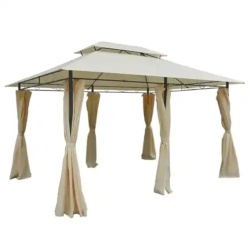 Pavillon 3×4 m von Outsunny mit 6 Seitenteilen für Garten und Feste