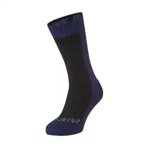 Sealskinz Unisex Socken für kaltes Wasser – Wasserdicht, mittellang, schwarz/blau