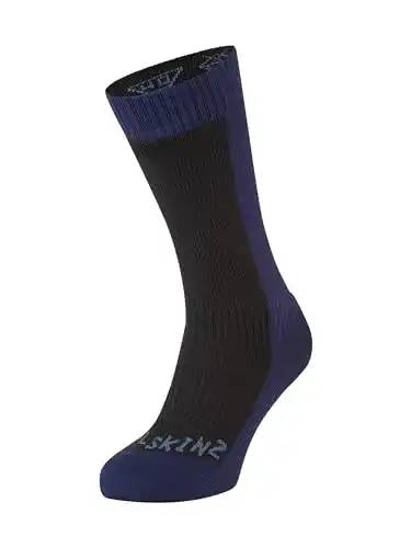 Sealskinz Unisex Socken für kaltes Wasser – Wasserdicht, mittellang, schwarz/blau