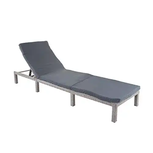 Sonnenliege Mendler Poly-Rattan HWC-A51 in Grau mit Kissen