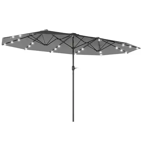 Doppelsonnenschirm mit LED 440 x 256 cm von Outsunny