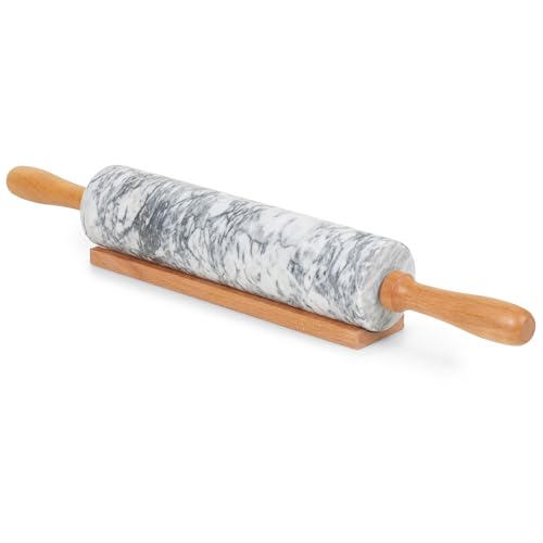 Teigroller aus Marmor mit Holzständer von Homiu