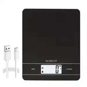 Küchenwaage USB Nutri Fit wiederaufladbar mit LCD und Hartglasplattform